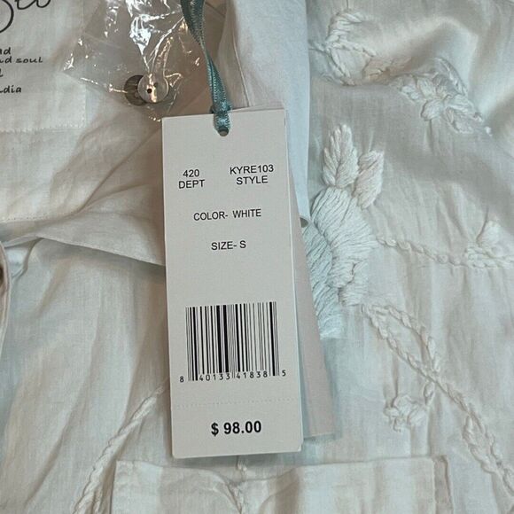 Kyla Seo Blouse Womens Small White Embroidered Sheer Cotton Fairy Cottage Tunic - Picture 12 of 12